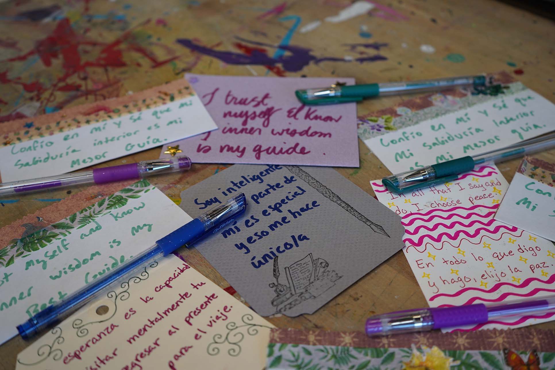 Photo of Affirmation Cards, written by individuals from Free Arts.